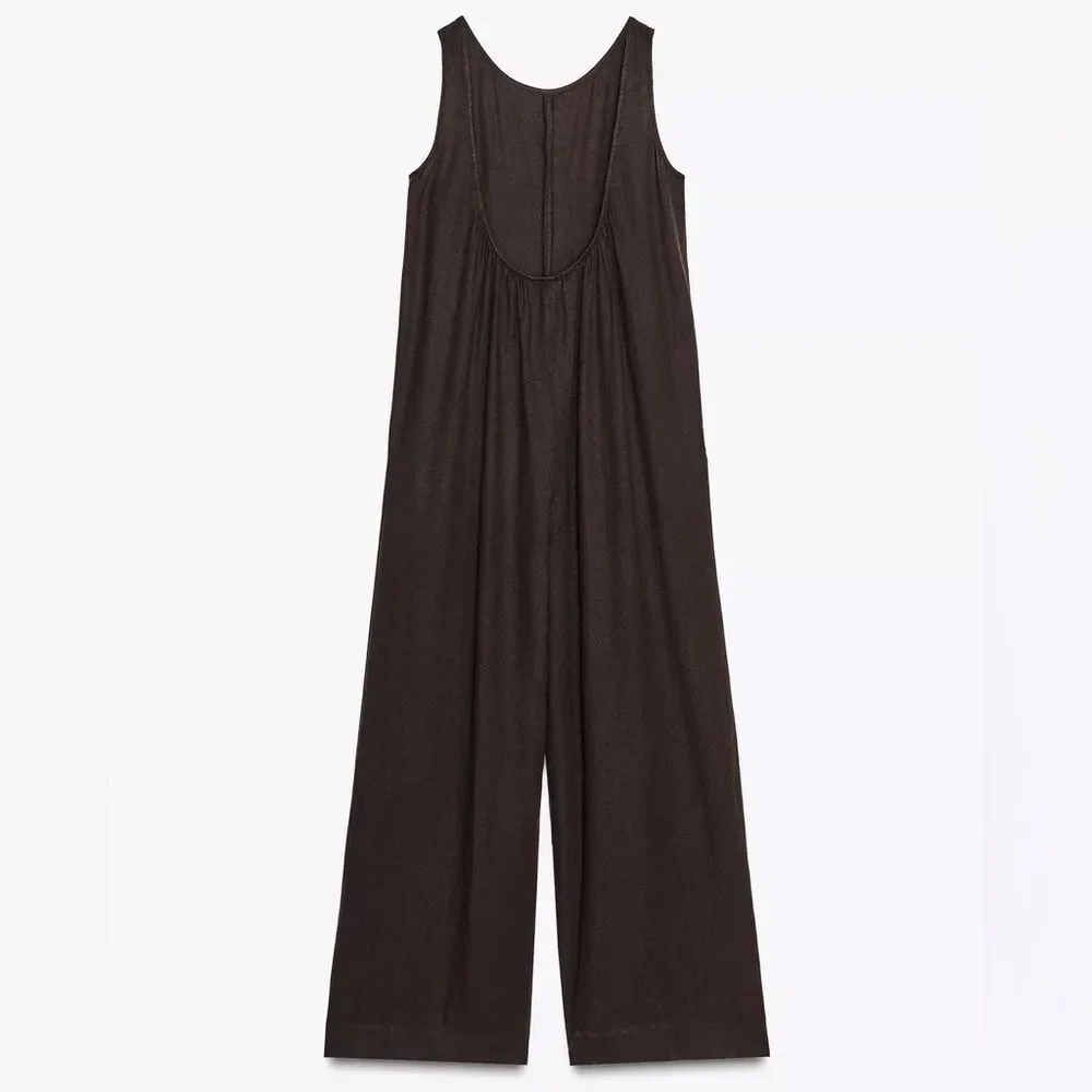 ZARA ZW COLLECTION LINEN LONG JUMPSUIT